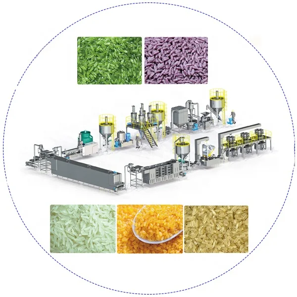 500kg/h Artificial Rice Machine Double Screw Extruder Fortified Rice Food Equipment /process Line