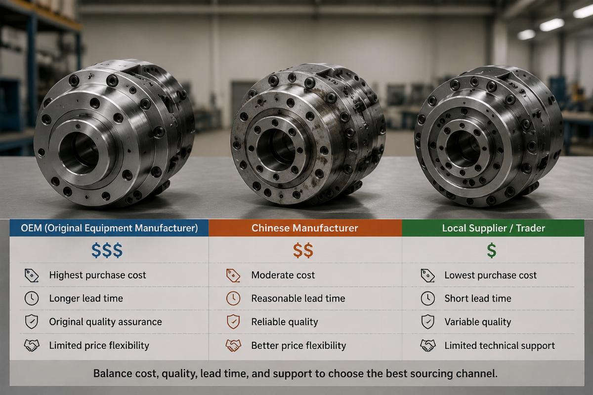 Cost comparison of die heads from different sourcing channels