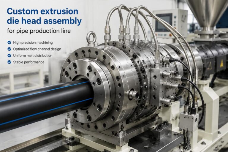 Custom extrusion die head assembly for pipe production line