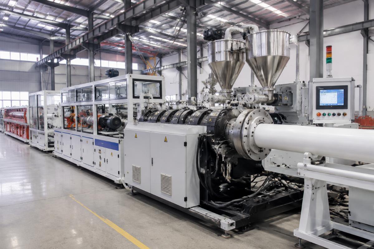 Custom high-output twin-screw extrusion line for PVC pipe production