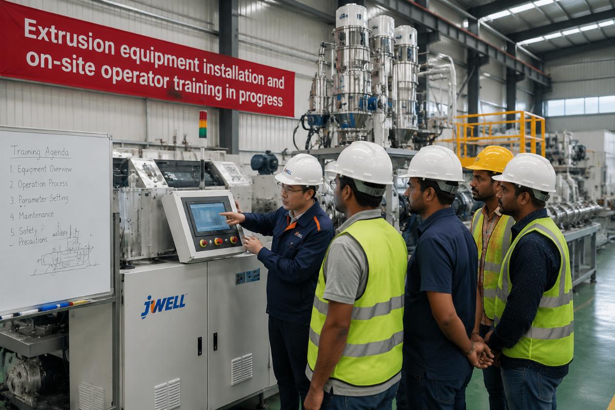 Extrusion equipment installation and on-site operator training in progress