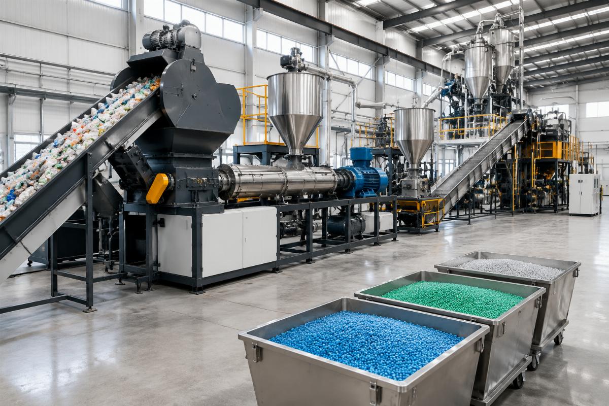 High-tolerance plastic recycling and granulation line for mixed waste processing