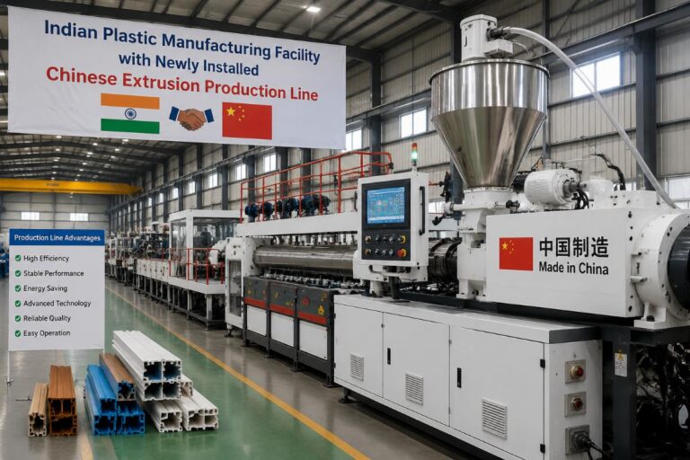 Indian plastic manufacturing facility with newly installed Chinese extrusion production line