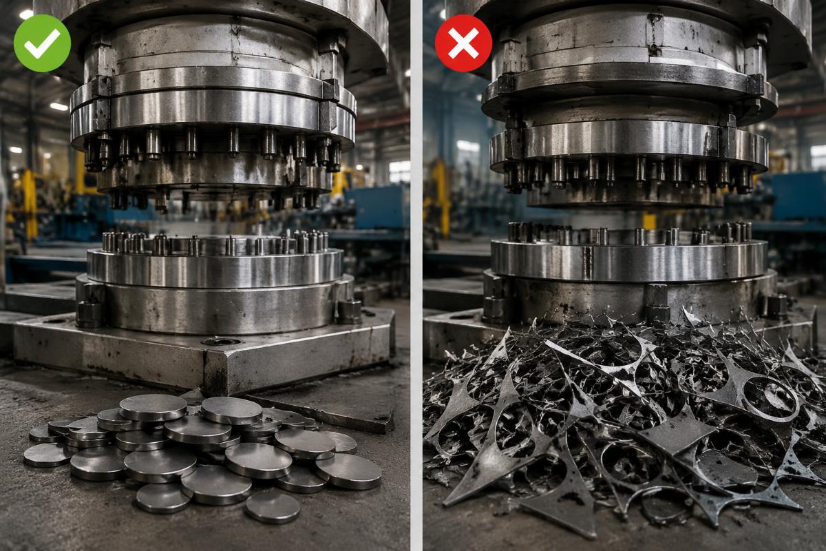 Production scrap comparison between matched and mismatched die heads