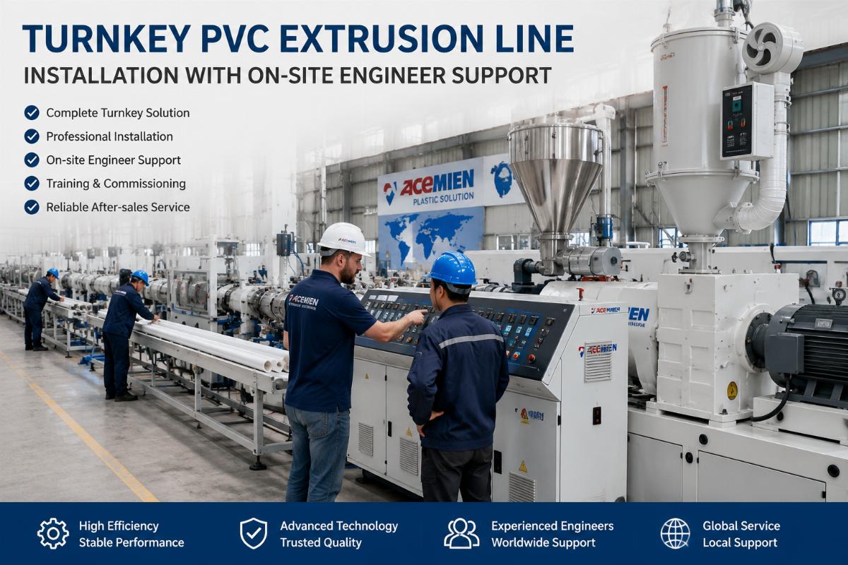Turnkey PVC extrusion line installation with on-site engineer support
