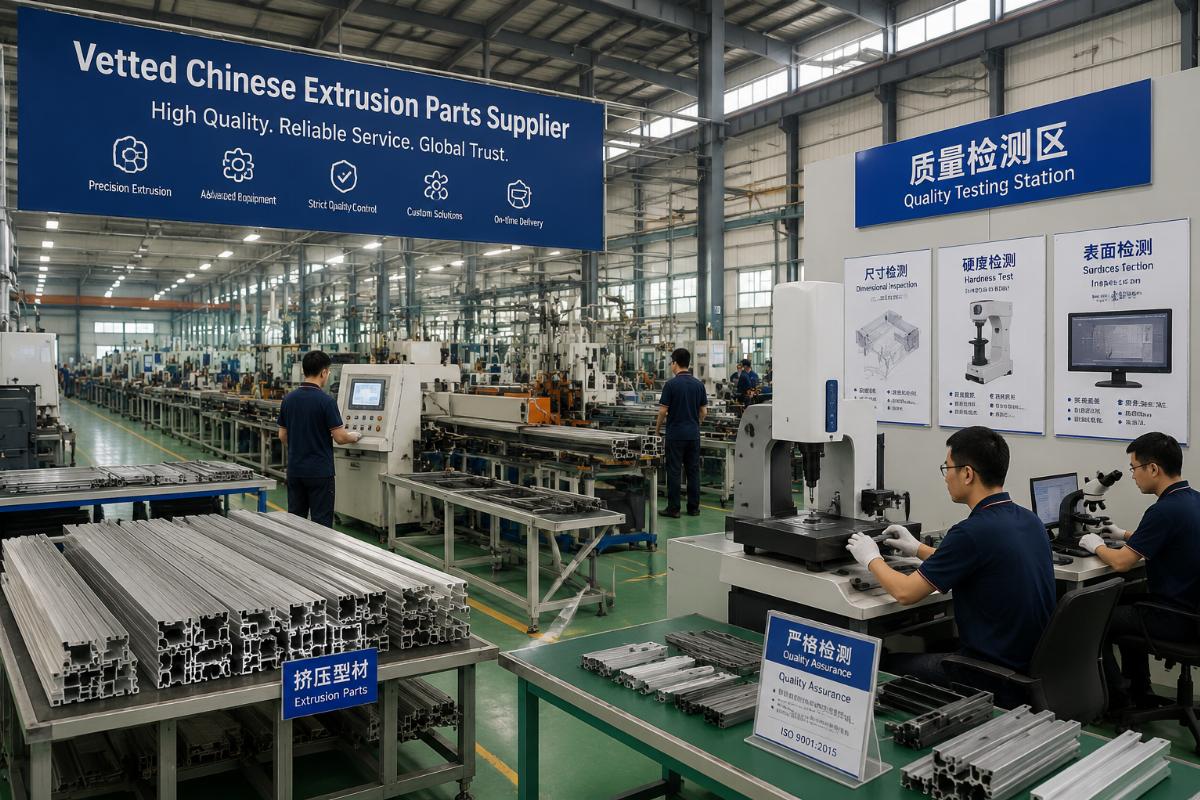 Vetted Chinese extrusion parts supplier production facility with quality testing stations